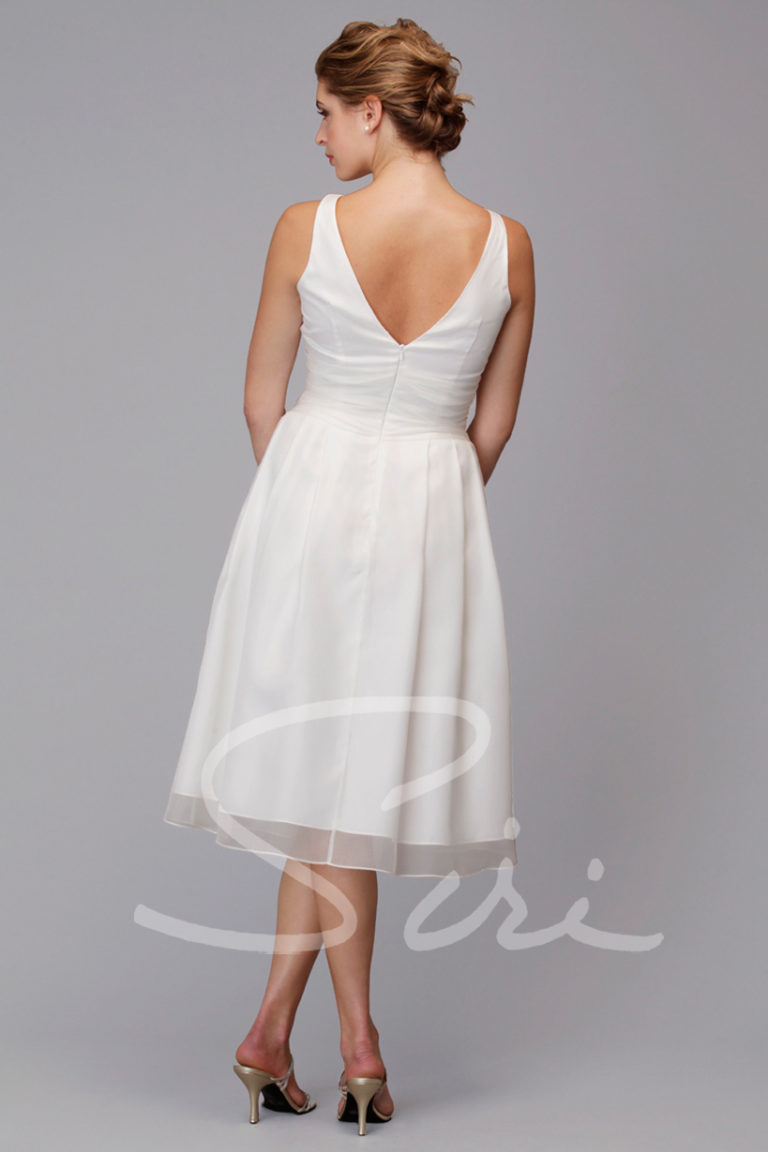 V neck white dress