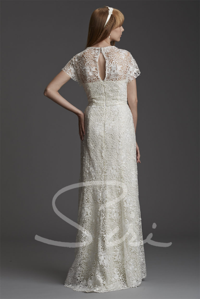 lace bridal gown with short sleeve