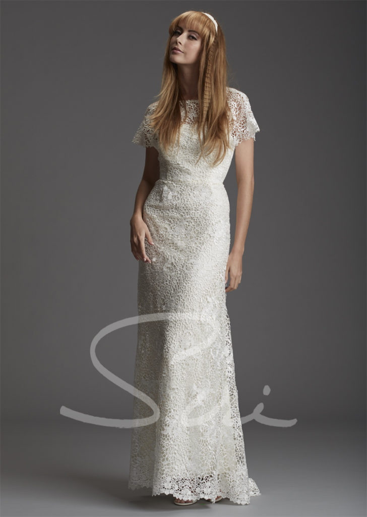 lace bridal gown with short sleeve