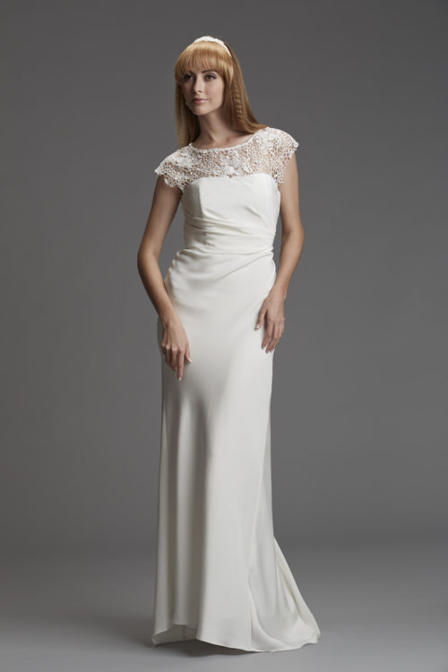 Lace silk bridal gown