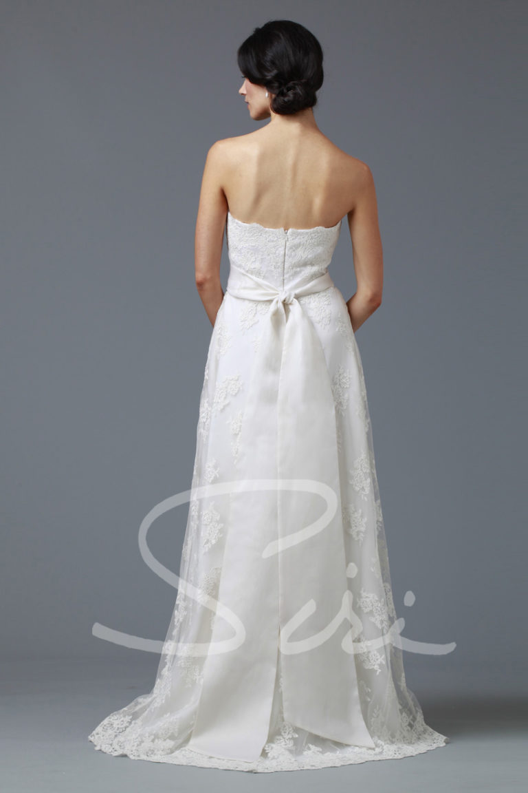 classic strapless lace bridal gown