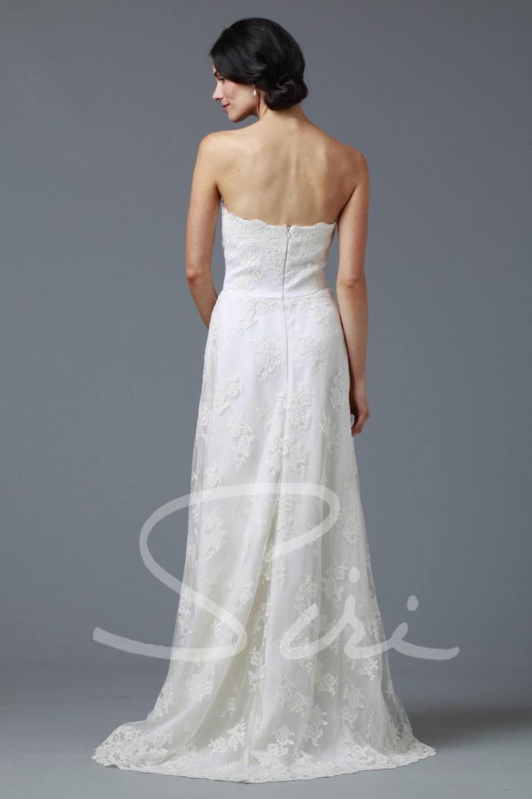 classic strapless lace bridal gown