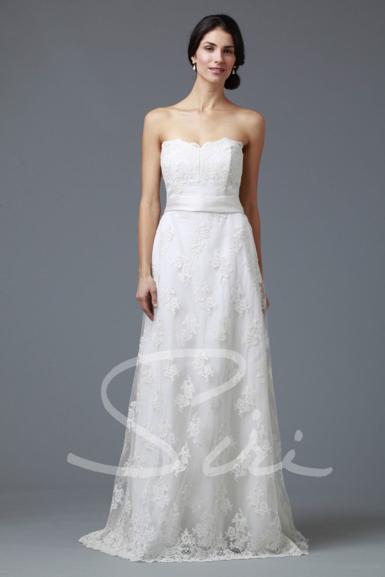 classic strapless lace bridal gown