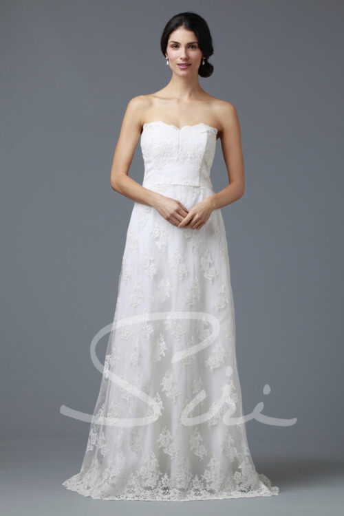 classic strapless lace bridal gown