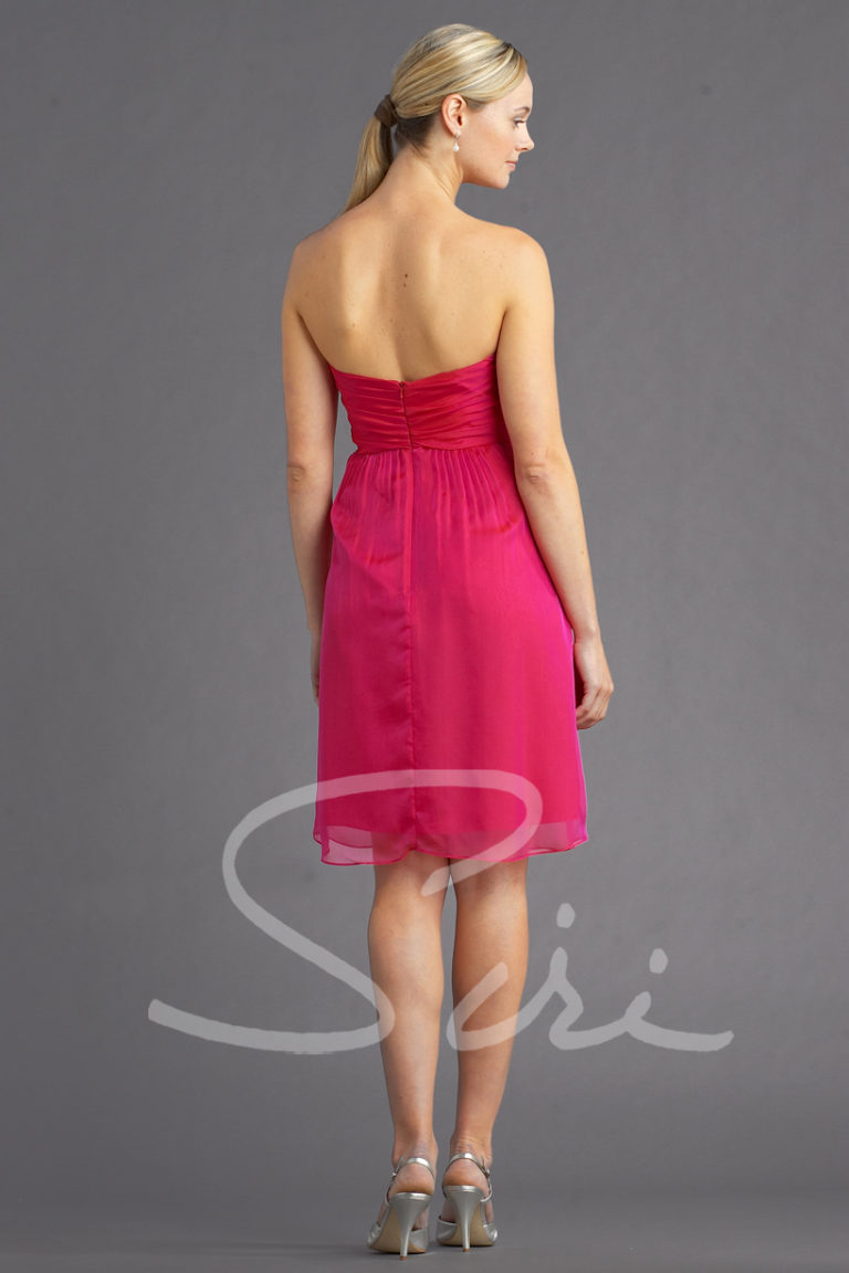 fuchsia silk chiffon dress