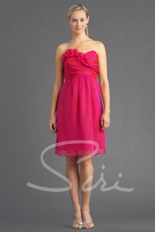 fuchsia silk chiffon dress