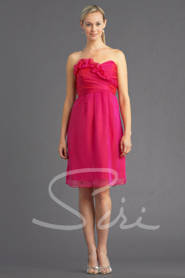 fuchsia silk chiffon dress