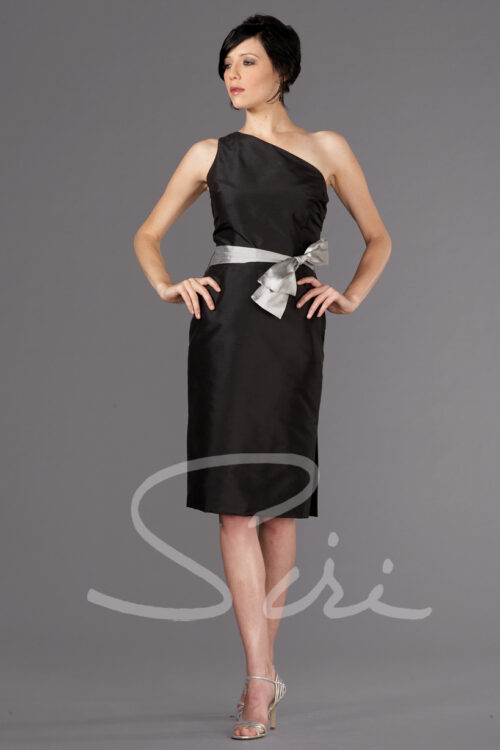 one shoulder black dress