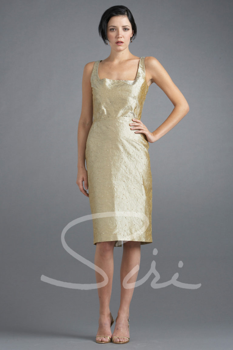 Tan silk dress