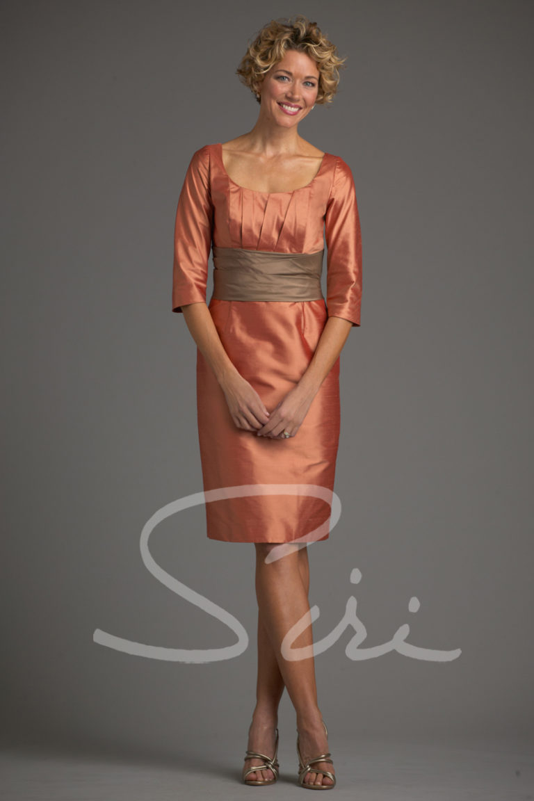 peach dress with sleeves for wedding