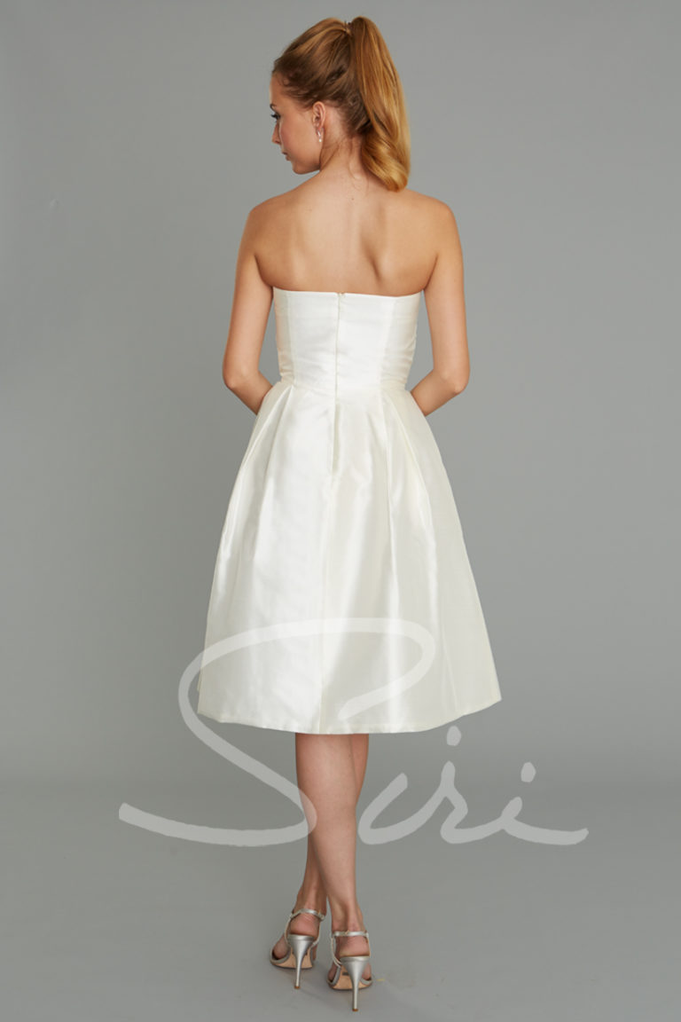 off white strapless A-line dress
