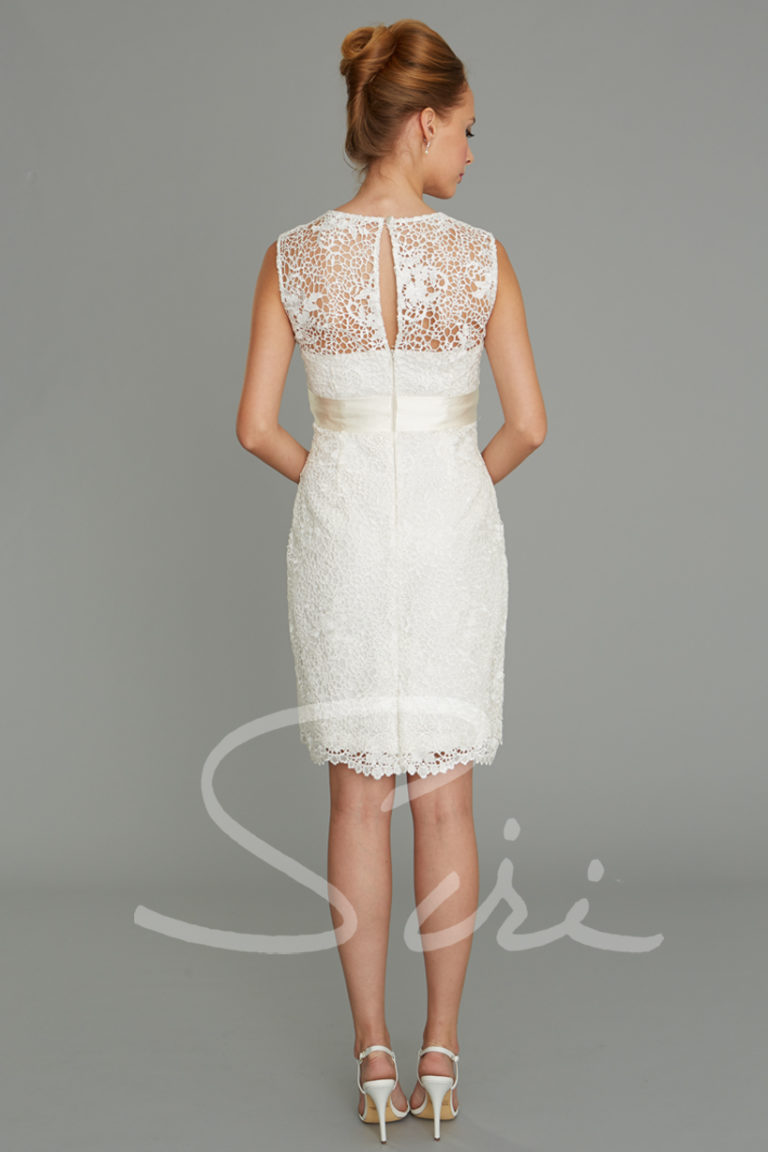 knee length lace bridal dress