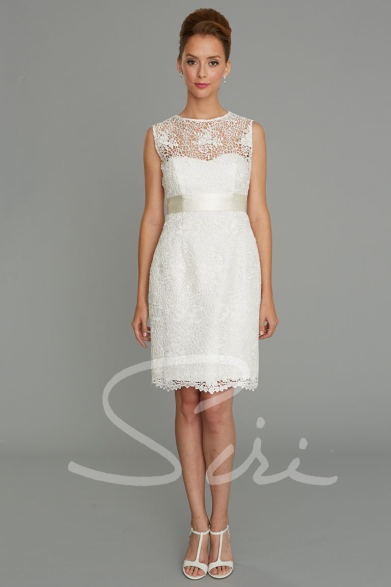 knee length lace bridal dress