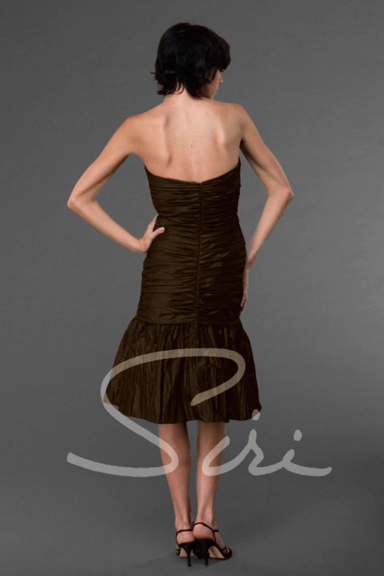 dark red strapless dress