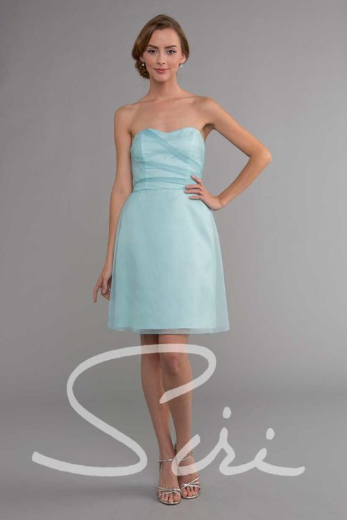 Blue strapless special occasion dress