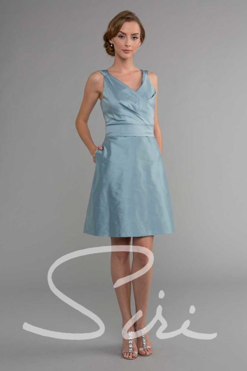 Blue silk dress