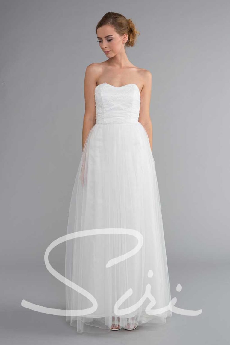 strapless tulle bridal gown