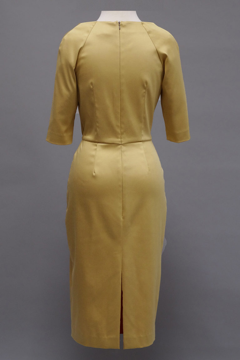 Siri gold stretch dress, back view