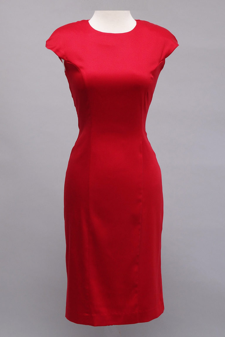 Red stretch sheath dress