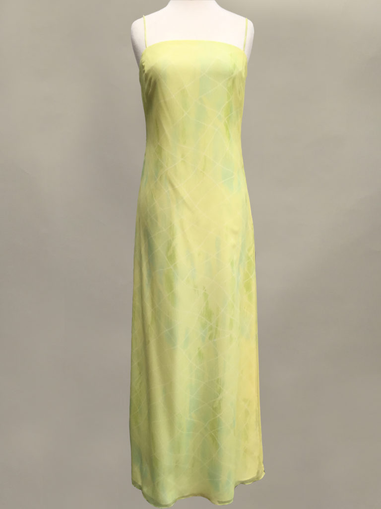 Green silk chiffon slip gown to wear to wedding