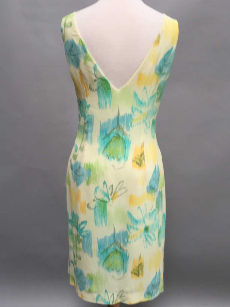 Printed V-neck dress-4498-aqua-Siri-back