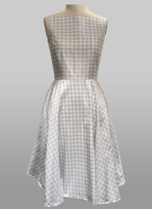 silver check dress