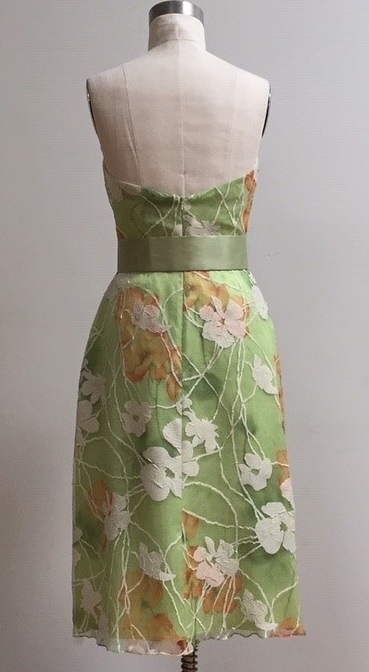 strapless A-line green floral dress for wedding