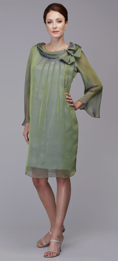 Green chiffon dress