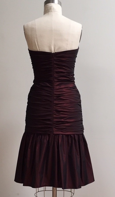 dark red fitted party dress