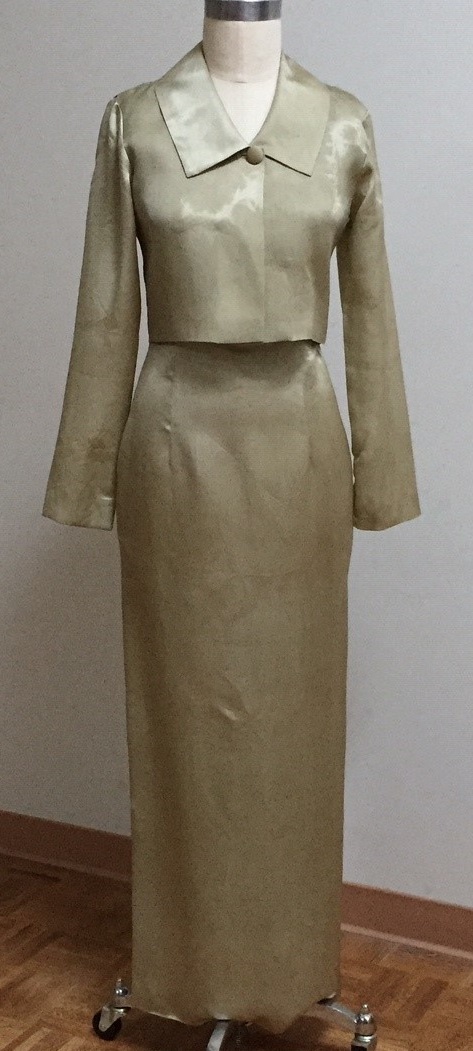 Sage green gown with jacket for mother of the bride
