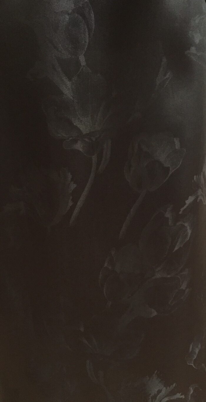 Black Tulip Damask Organza