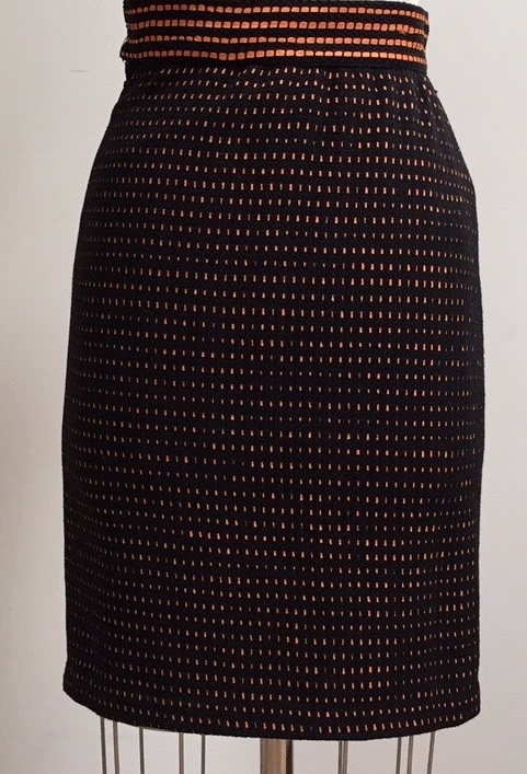 Fitted orange and black skirt
