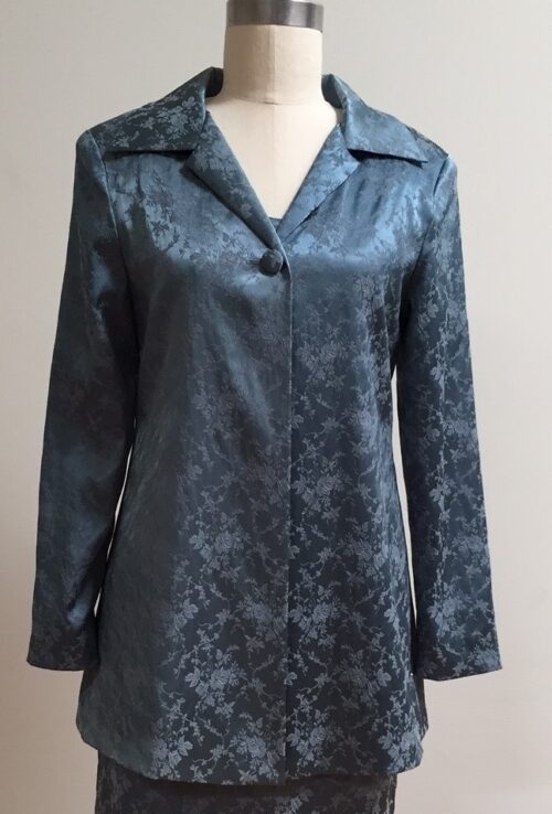 hip length dress blue jacket