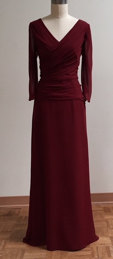 Dark red gown with sleeve