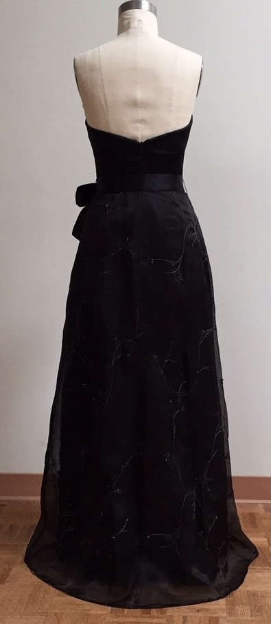 Black strapless gown with beading