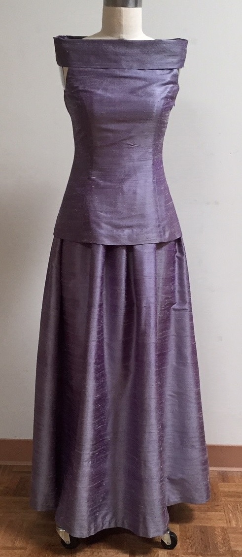 Purple off the shoulder gown