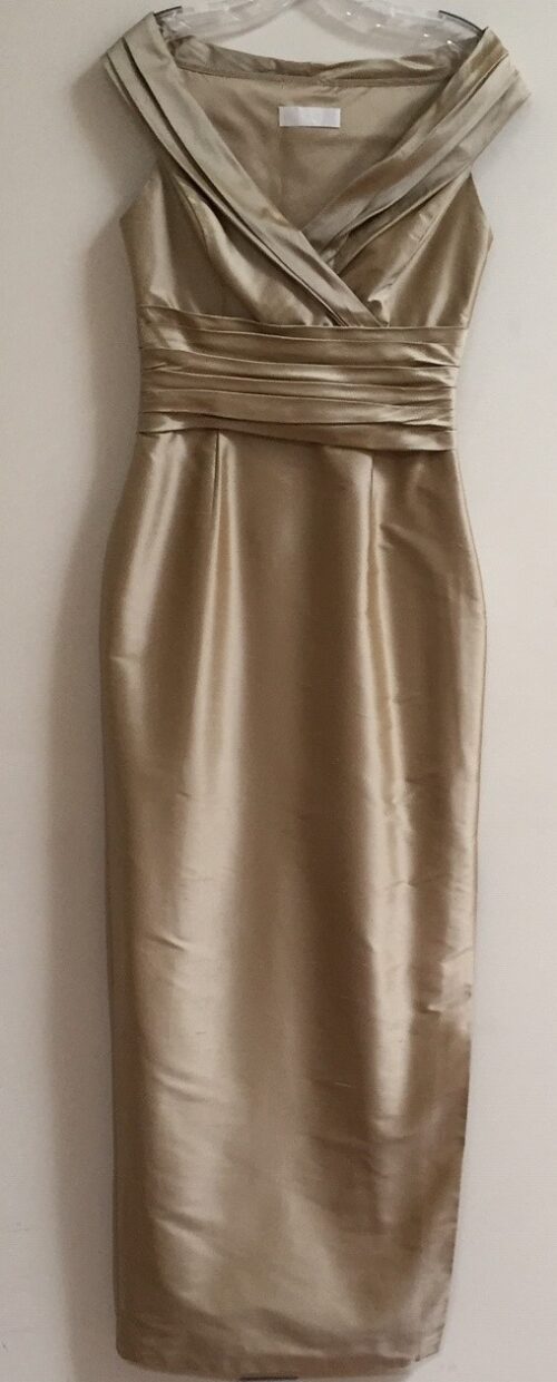 Taupe off the shoulder gown
