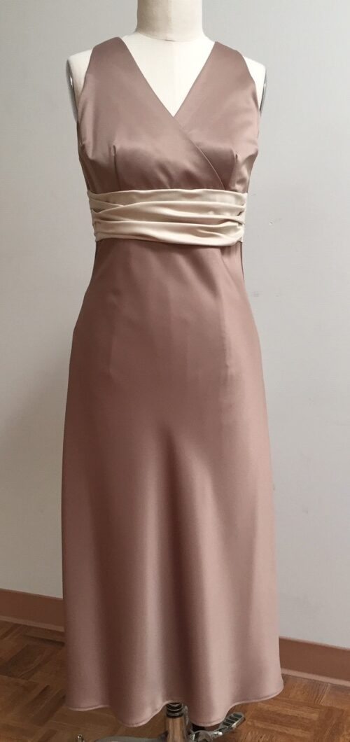 taupe satin dress