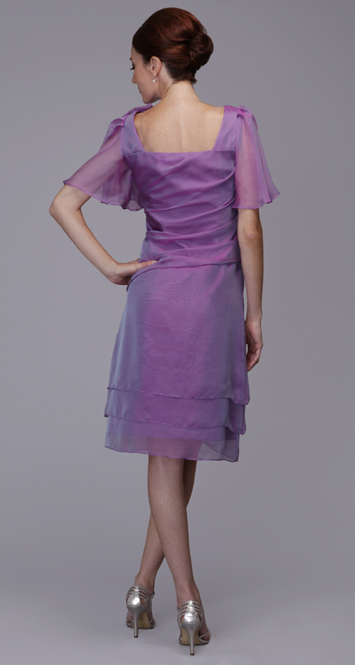 purple chiffon dress with sleeve