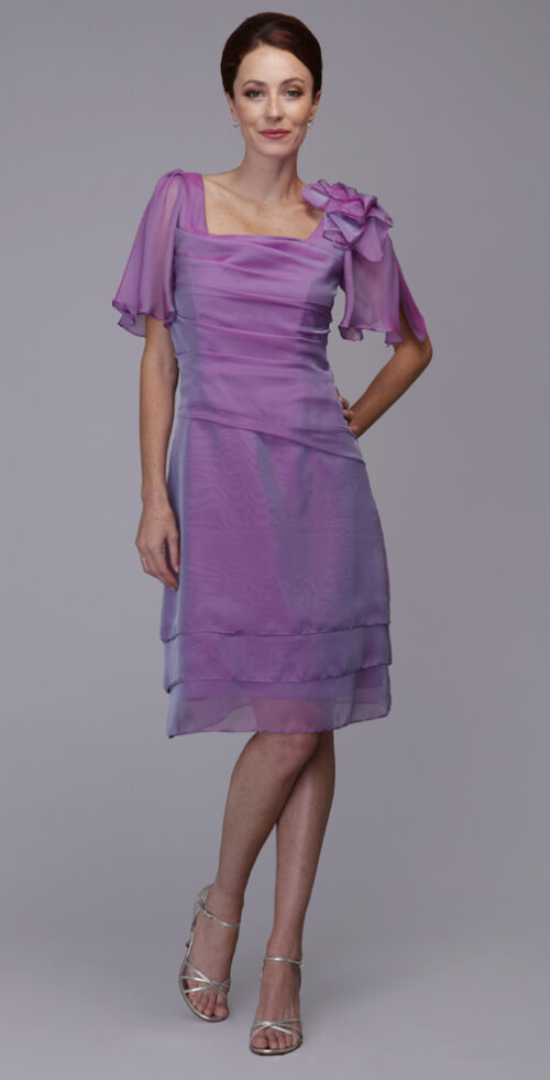 purple chiffon dress with sleeve