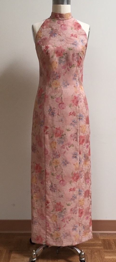 pink floral Chinese mandarin gown