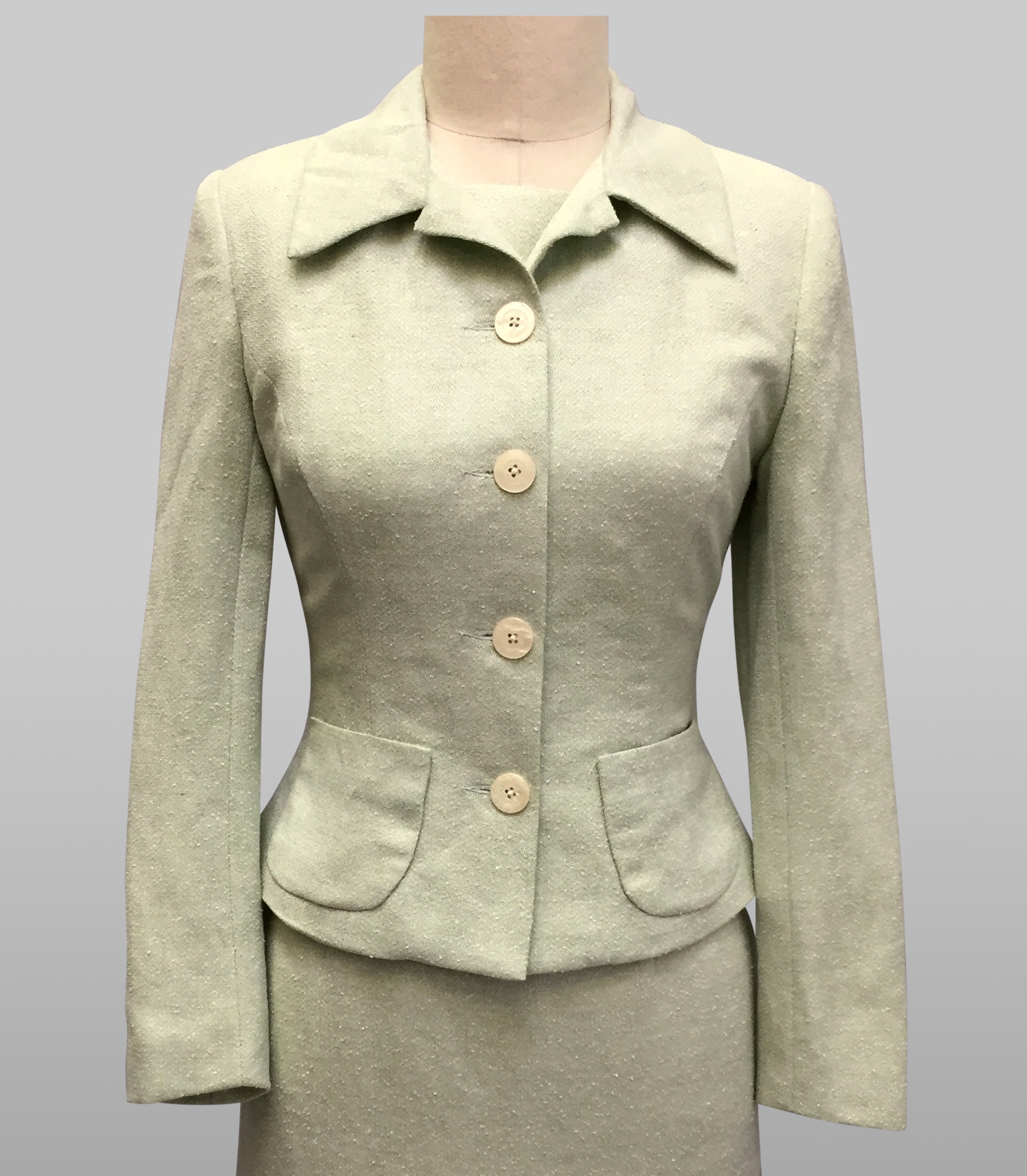 mint green boucle jacket