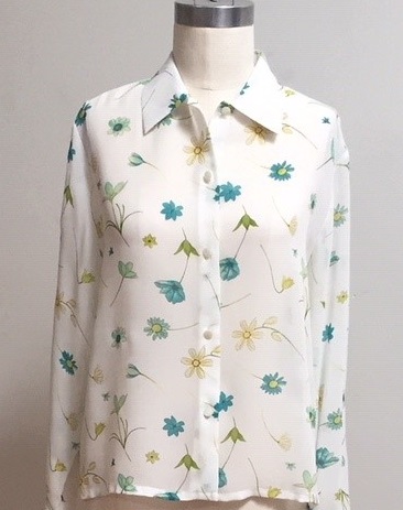 Green and Blue Floral Blouse