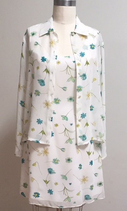 green floral blouse and dress
