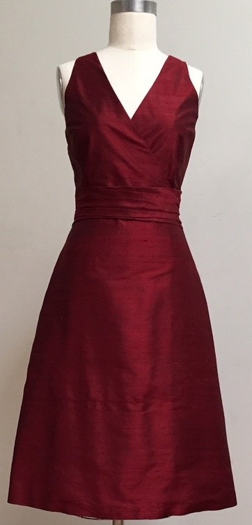 Dark red A-line dress for wedding