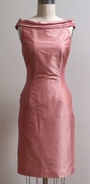 coral dress with high neck