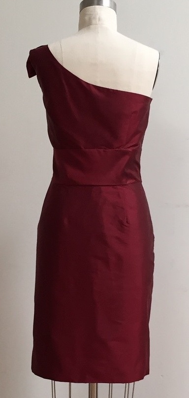 one-shoulder dress dark red