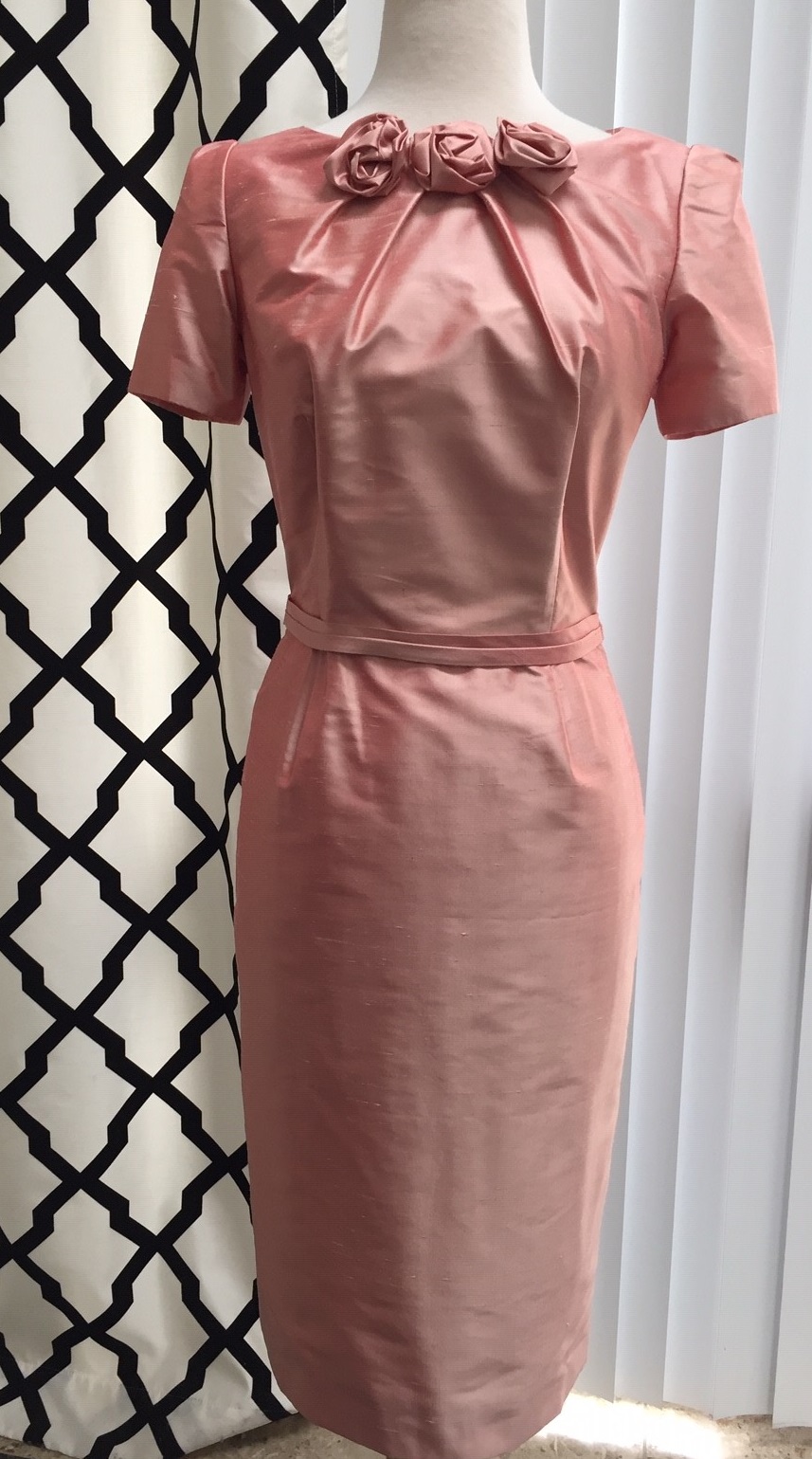 pink salmon dress with sleeve for mother of the bride