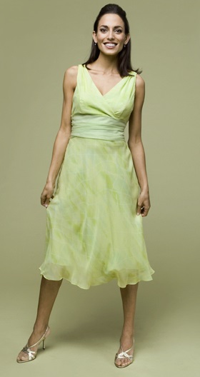 spring green silk chiffon dress