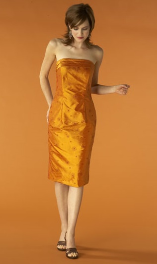copper orange fitted dress